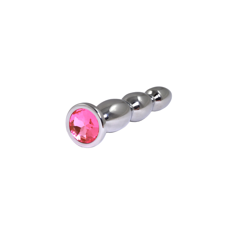 Metalni analni dildo sa rozim dijamantom 14cm
